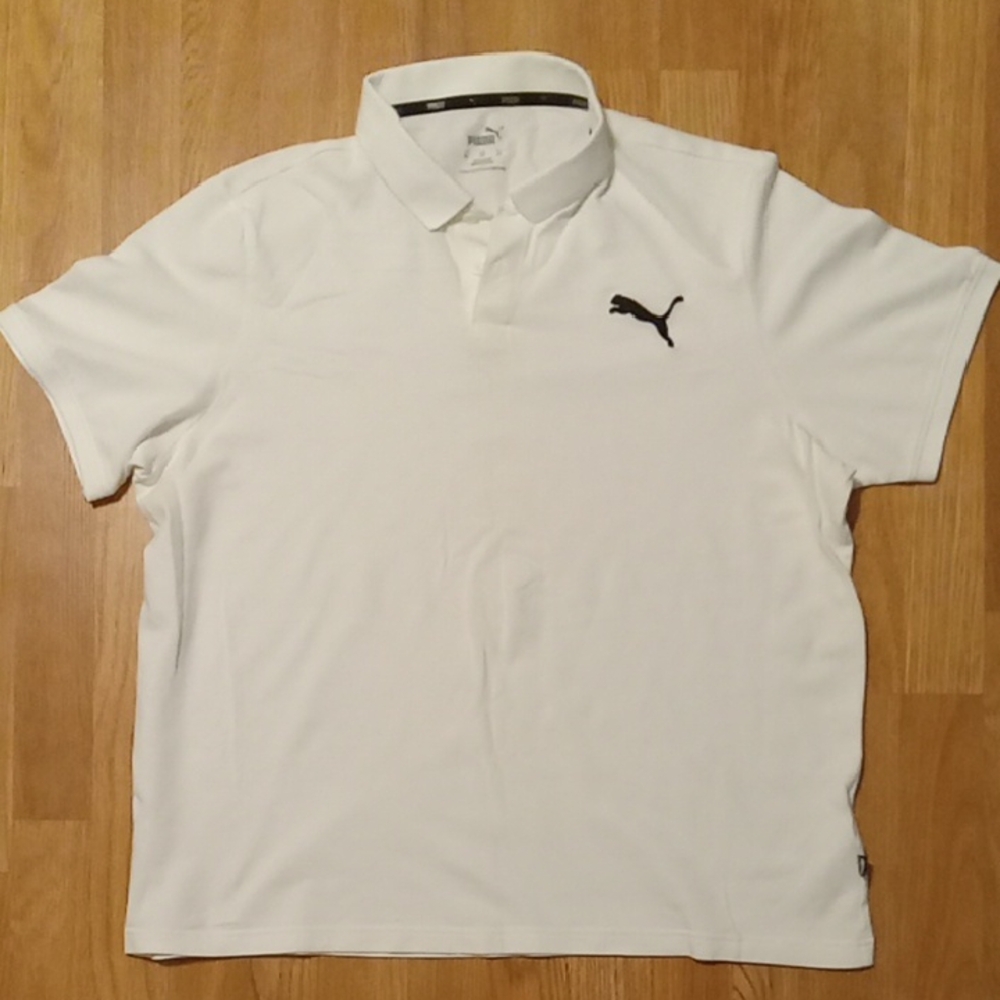 Puma White and Black Polo Shirt Classic Design